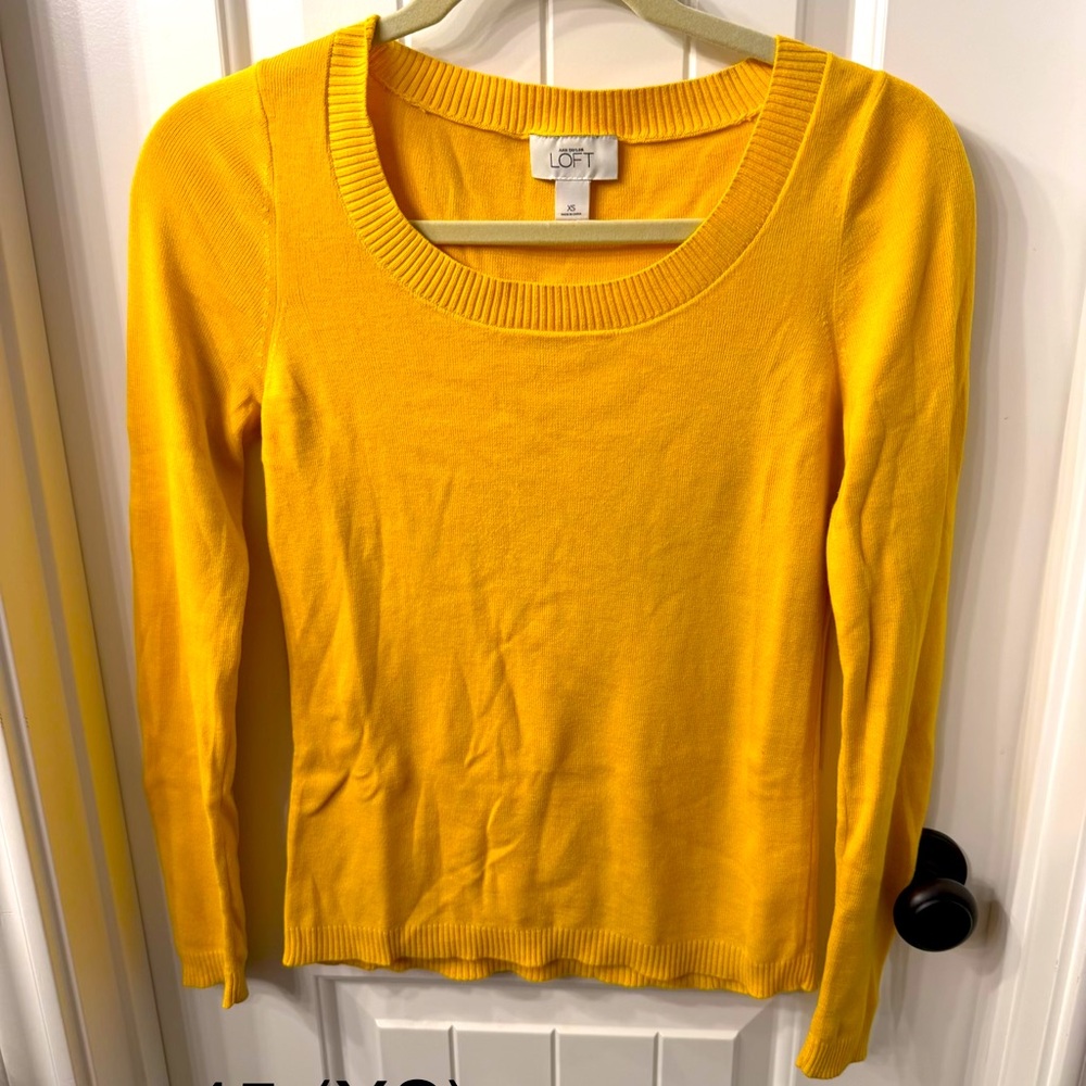 LOFT, Golden yellow scoop neck sweater, size XS